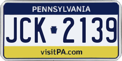 PA license plate JCK2139
