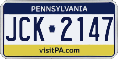 PA license plate JCK2147