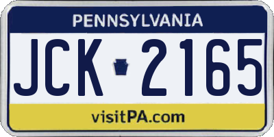 PA license plate JCK2165