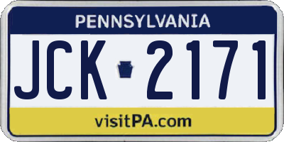 PA license plate JCK2171