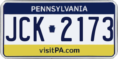 PA license plate JCK2173