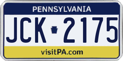 PA license plate JCK2175
