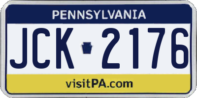 PA license plate JCK2176
