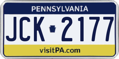 PA license plate JCK2177