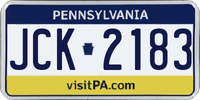 PA license plate JCK2183