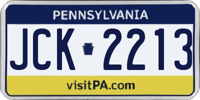 PA license plate JCK2213