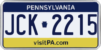 PA license plate JCK2215
