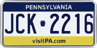 PA license plate JCK2216