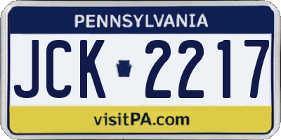 PA license plate JCK2217