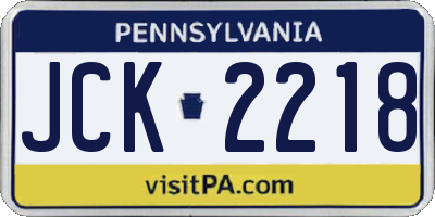 PA license plate JCK2218