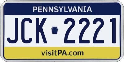 PA license plate JCK2221