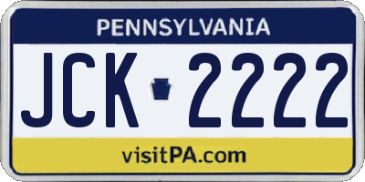 PA license plate JCK2222