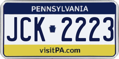 PA license plate JCK2223