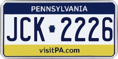 PA license plate JCK2226