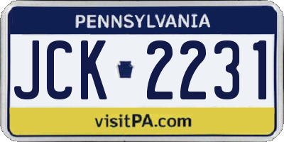 PA license plate JCK2231