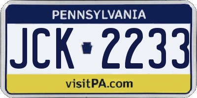 PA license plate JCK2233