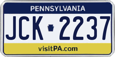 PA license plate JCK2237