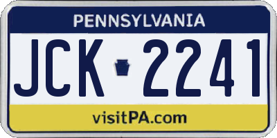 PA license plate JCK2241