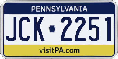 PA license plate JCK2251