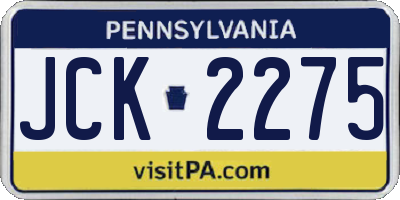 PA license plate JCK2275