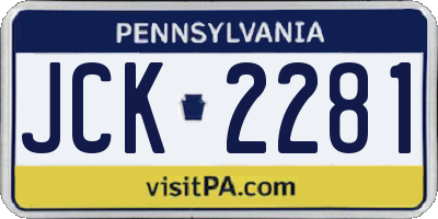 PA license plate JCK2281