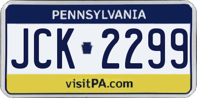 PA license plate JCK2299