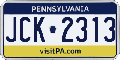 PA license plate JCK2313