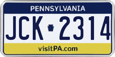 PA license plate JCK2314