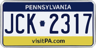 PA license plate JCK2317