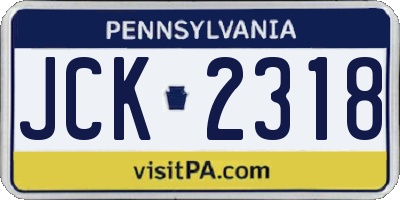PA license plate JCK2318