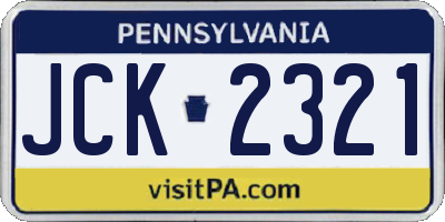 PA license plate JCK2321