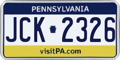 PA license plate JCK2326