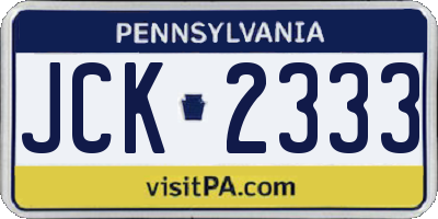 PA license plate JCK2333