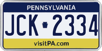 PA license plate JCK2334