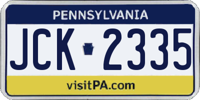 PA license plate JCK2335