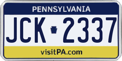 PA license plate JCK2337