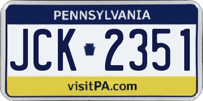 PA license plate JCK2351
