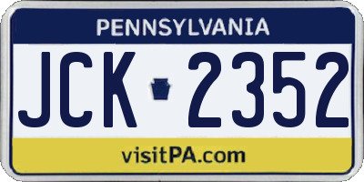 PA license plate JCK2352