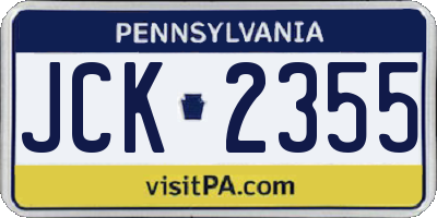 PA license plate JCK2355
