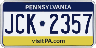 PA license plate JCK2357