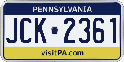 PA license plate JCK2361
