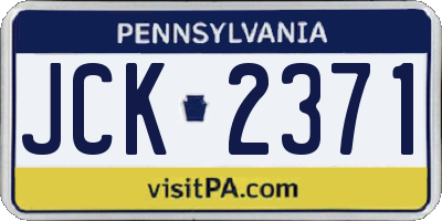 PA license plate JCK2371