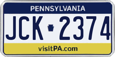 PA license plate JCK2374