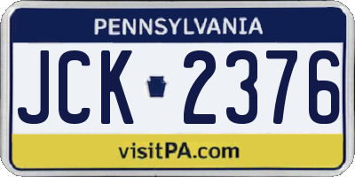 PA license plate JCK2376