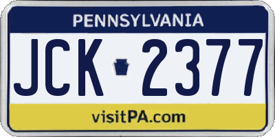 PA license plate JCK2377