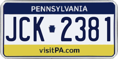 PA license plate JCK2381