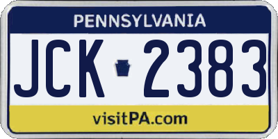 PA license plate JCK2383