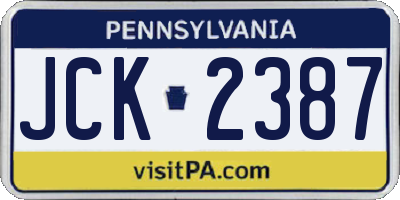 PA license plate JCK2387