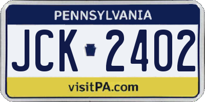 PA license plate JCK2402