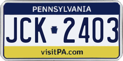 PA license plate JCK2403